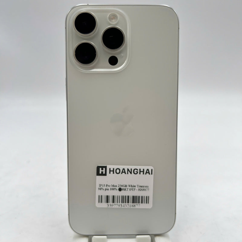 iPhone 15 Pro Max 256GB Trắng 98% pin 100% Máy đã trả hết tiền mạng dùng như Quốc tế Apple (Đã thay pin) - HH8877