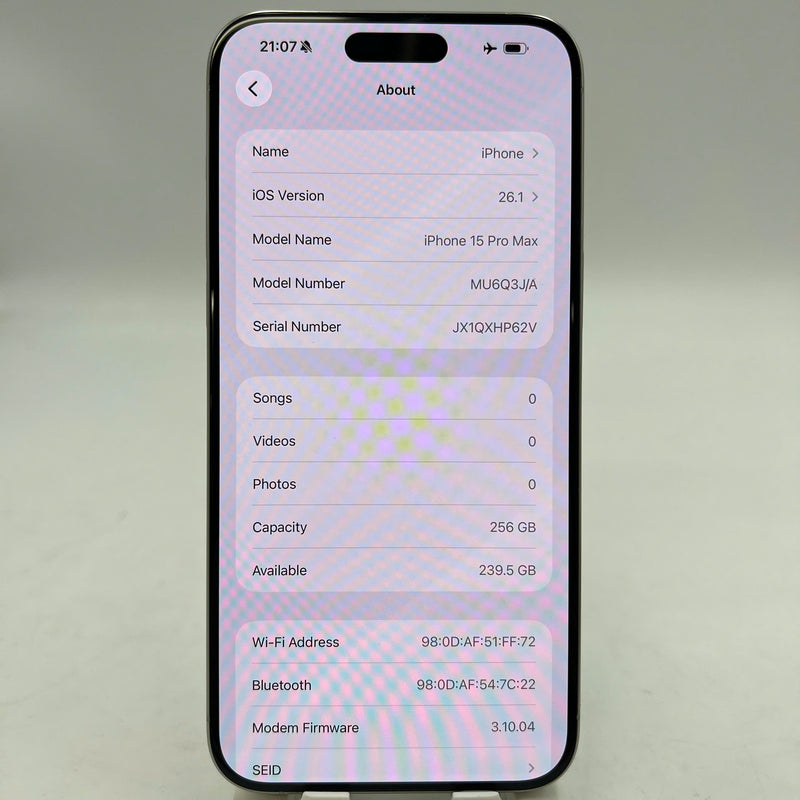 iPhone 15 Pro Max 256GB Trắng 98% pin 100% Máy đã trả hết tiền mạng dùng như Quốc tế Apple (Đã thay pin) - HH8877
