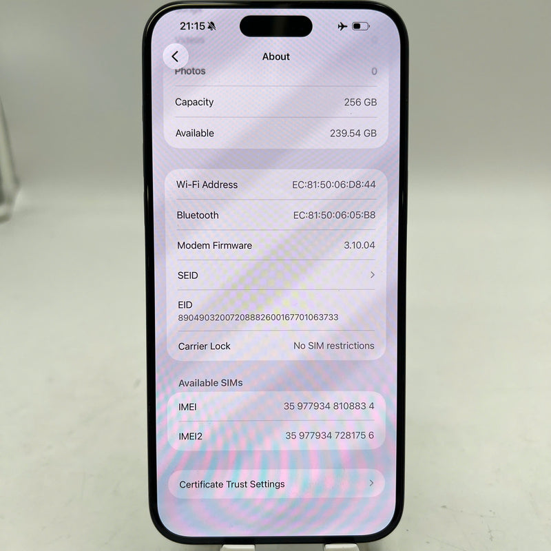 iPhone 15 Pro Max 256GB Xanh Dương 98% pin 100% Quốc Tế Apple (Đã thay pin) - HH8834