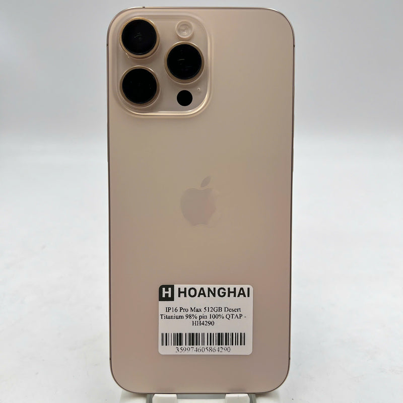 iPhone 16 Pro Max 512GB Vàng Sa Mạc 98% pin 100% Quốc tế Apple - HH4290