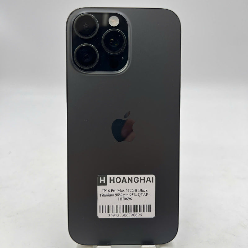 iPhone 16 Pro Max 512GB Đen 98% pin 93% Quốc tế Apple - HH0696