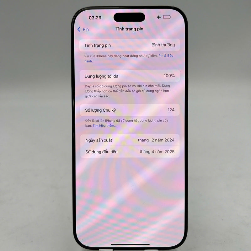 iPhone 16 Pro Max 256GB အနက်ရောင် 98% ဘက္ထရီ 100% International SB (SB မှ SIM မရှိပါ - ခြစ်ရာအစွန်းများ) - HH3946 