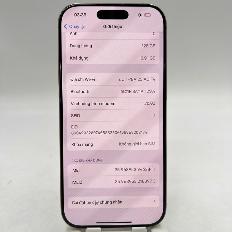 iPhone 16 Pro 128GB Desert Gold 98% ဘက်ထရီ 92% International Apple (အစွန်းများ) - HH3841 