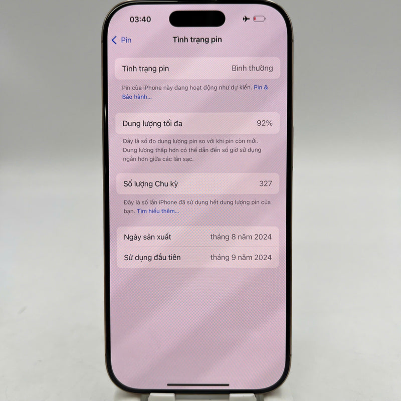 iPhone 16 Pro 128GB Desert Gold 98% ဘက်ထရီ 92% International Apple (အစွန်းများ) - HH3841 