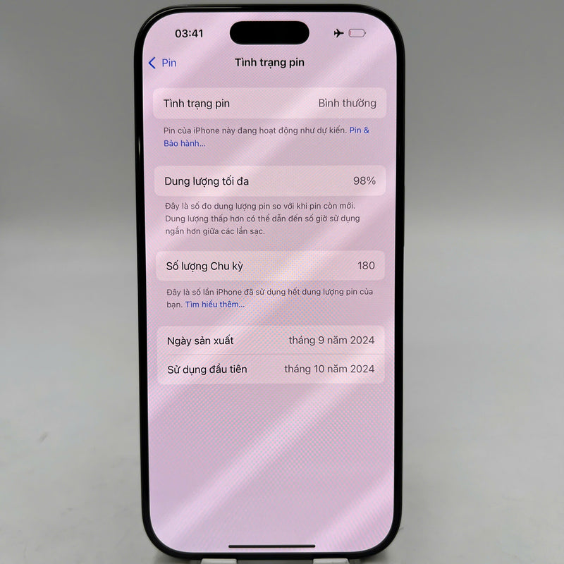 iPhone 16 Pro 256GB Black 98% ဘက်ထရီ 98% International Apple - HH9346 