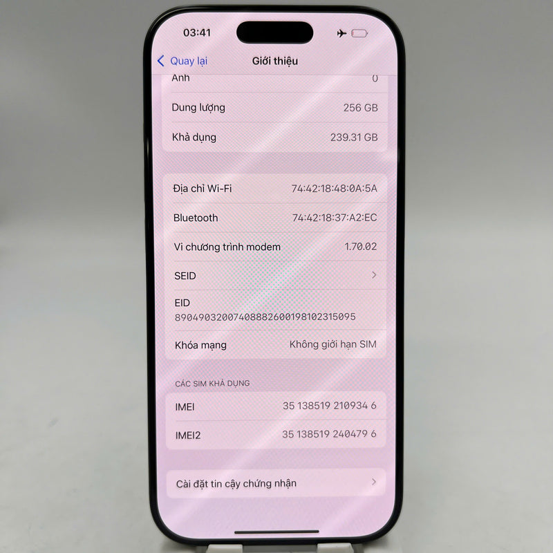 iPhone 16 Pro 256GB Black 98% ဘက်ထရီ 98% International Apple - HH9346 