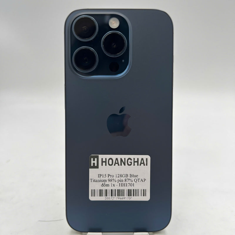 iPhone 15 Pro 128GB အပြာရောင် 98% ဘက်ထရီ 87% Apple International (1x နေရာ) - HH1701 