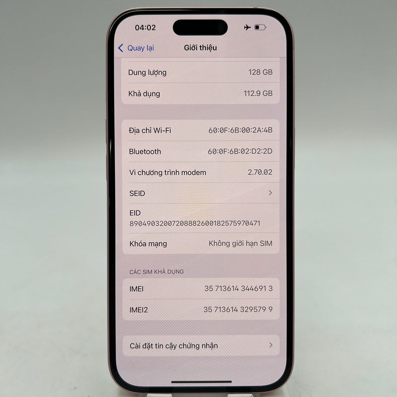 iPhone 15 128GB ပန်းရောင် 98% ဘက္ထရီ 95% နိုင်ငံတကာ DCM မှ ( DCM ဆင်းမ်မပါ - အလင်းမျက်နှာပြင် ခြစ်ရာများ ) - HH6913 