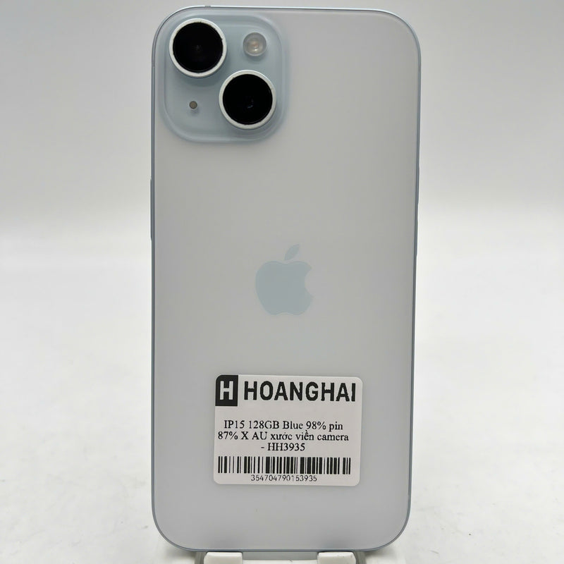 iPhone 15 128GB အပြာရောင် 98% ဘက္ထရီ 87% နိုင်ငံတကာ AU မှ (AU SIM မရှိပါ - ကင်မရာအစွန်း) - HH3935 