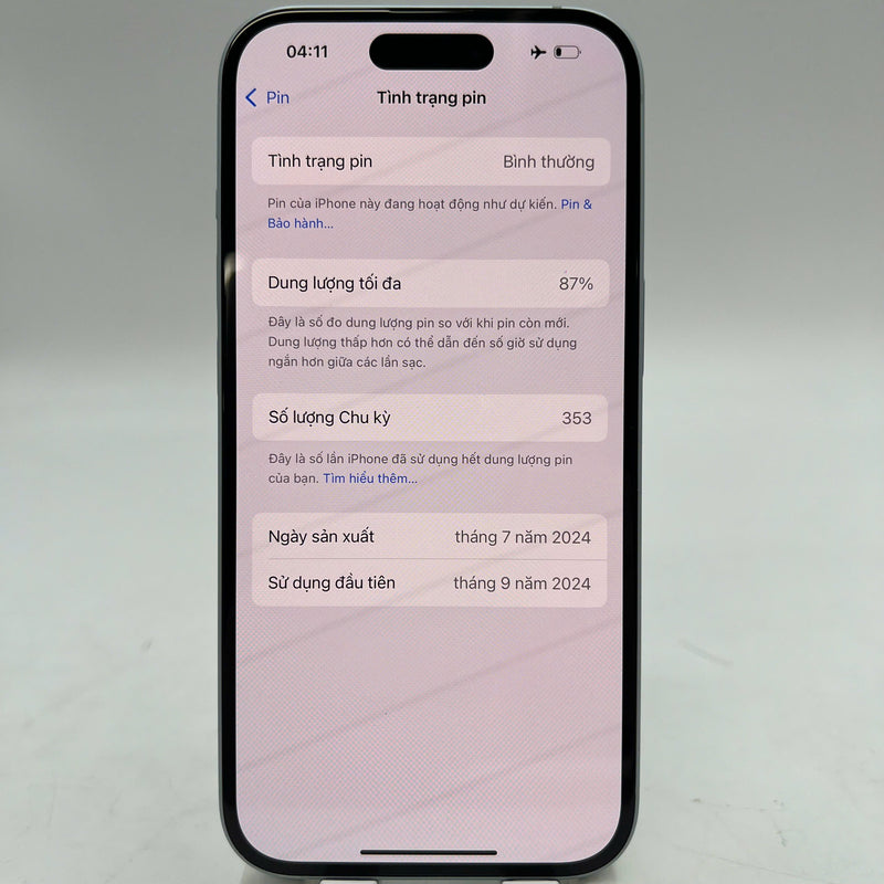 iPhone 15 128GB အပြာရောင် 98% ဘက္ထရီ 87% နိုင်ငံတကာ AU မှ (AU SIM မရှိပါ - ကင်မရာအစွန်း) - HH3935 