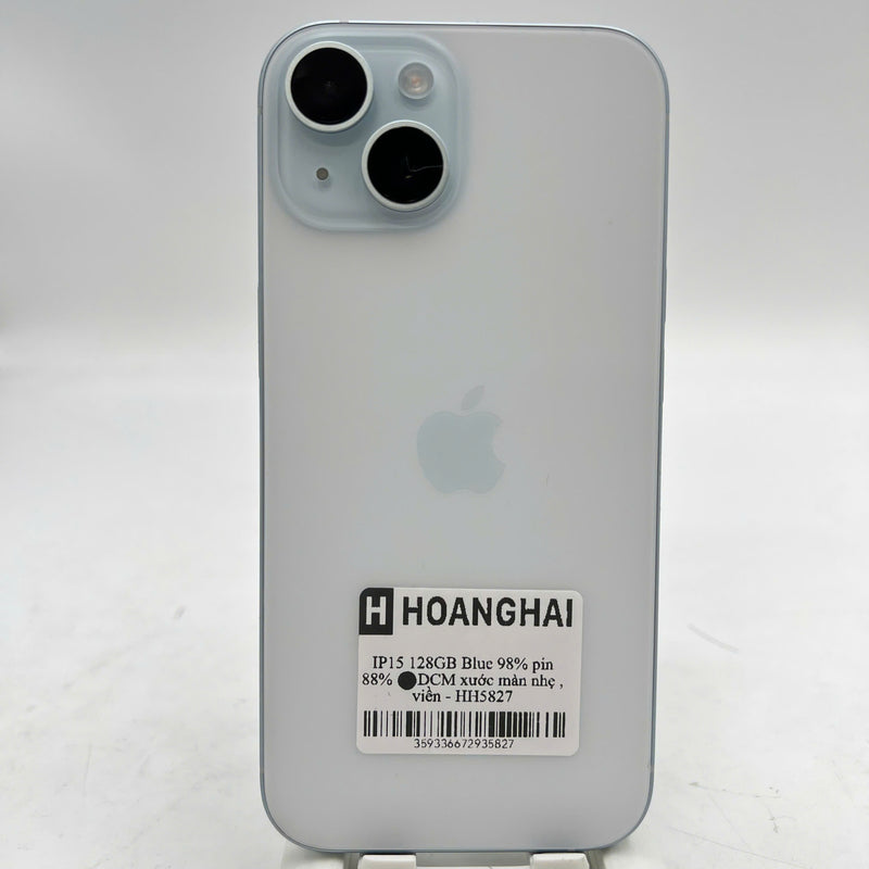 iPhone 15 128GB အပြာရောင် 98% ဘက်ထရီ 88% စက်သည် ကွန်ရက်ဘေလ်များအားလုံးကို ပေးချေပြီး Apple International (အလင်းမျက်နှာပြင် ခြစ်ရာများ၊ အစွန်းများ) - HH5827 