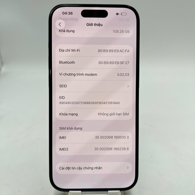 iPhone 15 Pro 128GB အပြာရောင် 98% ဘက္ထရီ 87% International SB မှ (SB မှ SIM မရှိပါ - အစွန်းများပေါ်တွင် ခြစ်ရာများ၊ ကျောဘက် အနည်းငယ် မှောင်နေ) - HH5103 