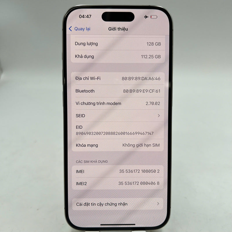 iPhone 15 Pro 128GB သဘာဝ 98% ဘက်ထရီ 86% စက်ပစ္စည်းသည် ကွန်ရက်ဘေလ်အားလုံးကို ပေးချေပြီး နိုင်ငံတကာ Apple အဖြစ် အသုံးပြုသည် - HH0502 