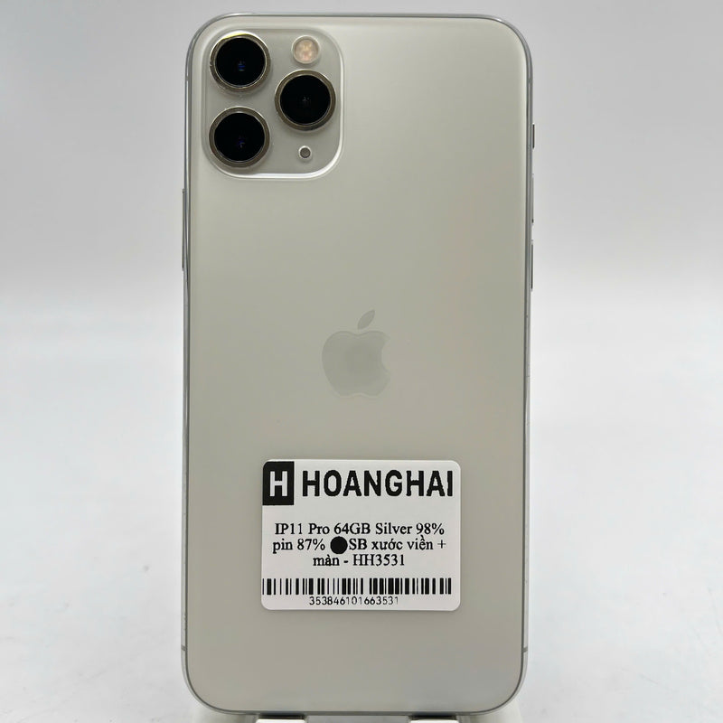 iPhone 11 Pro 64GB Trắng 98% pin 87% Máy đã trả hết tiền mạng dùng như Quốc tế Apple (xước viền và màn) - HH3531