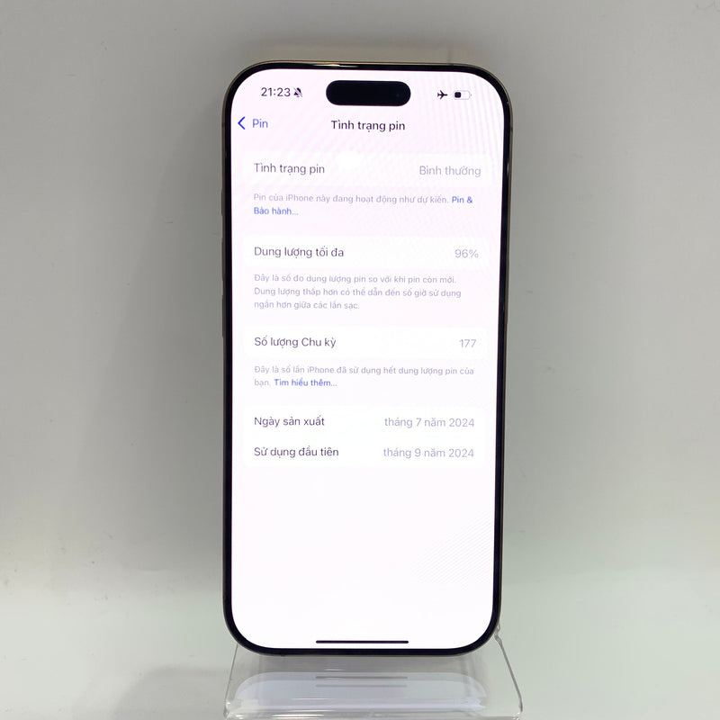 iPhone 16 Pro 512GB Vàng Sa Mạc 98% pin 96% Quốc tế Apple - HH1090