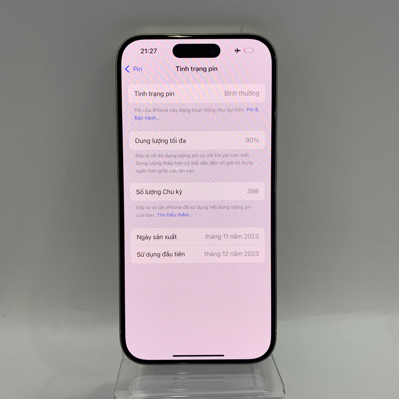iPhone 15 Pro 128GB Trắng 98% pin 90% Quốc tế Apple - HH6962