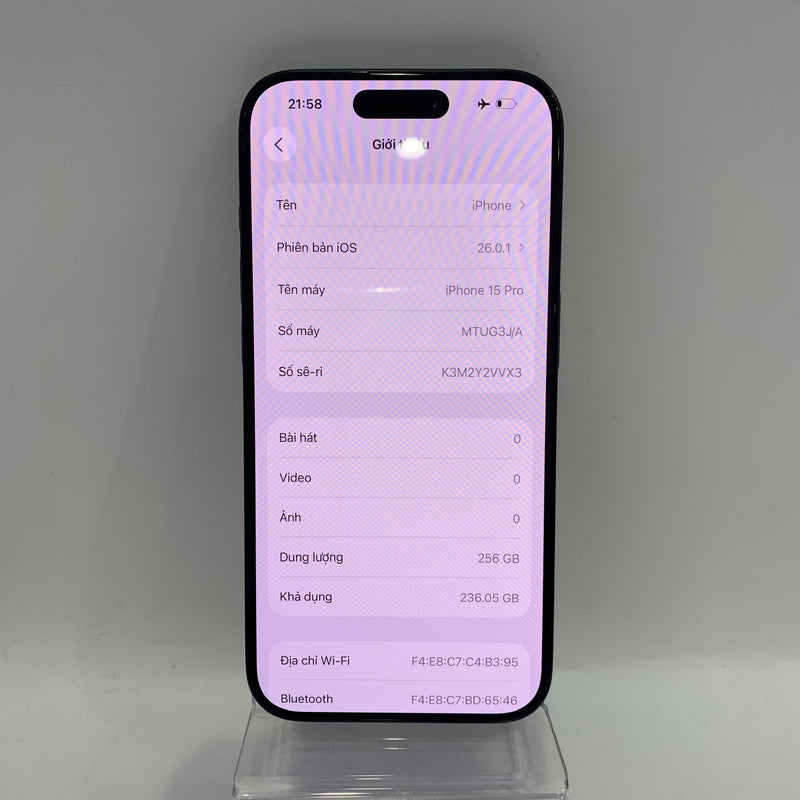 iPhone 15 Pro 256GB Xanh dương 98% pin 89% Quốc tế từ SB (Không dùng sim SB) - HH7162