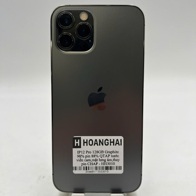 iPhone 12 Pro 128GB အနက်ရောင် 98% ဘက်ထရီ 88% Apple International (လိမ္မော်ရောင်အနားသတ်၊ အနက်ရောင်နောက်ကျော၊ Apple ဘက်ထရီစစ်စစ် အစားထိုး) - HH3010 