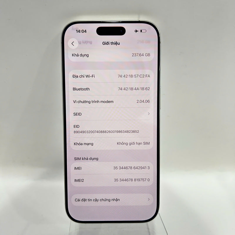 iPhone 16 Pro 256GB Trắng 98% pin 100% Quốc tế Apple (xước viền nhẹ) - HH9413