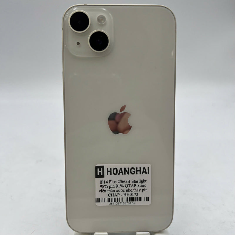 iPhone 14 Plus 256GB အဖြူရောင် 98% ဘက္ထရီ 91% Apple International (အစွန်းများ ခြစ်မိခြင်း၊ ပေါ့ပါးသော မျက်နှာပြင်၊ Apple ဘက်ထရီ အစစ်အမှန် အစားထိုးလဲလှယ်ခြင်း) - HH0173 