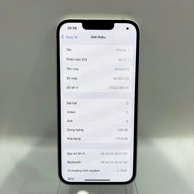 iPhone 13 128GB Trắng 98% pin 87% Quốc tế từ SB (Không dùng sim SB) - HH6069