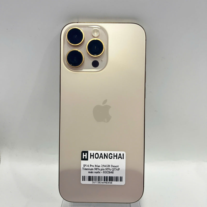 iPhone 16 Pro Max 256GB Vàng Sa Mạc 98% pin 95% Quốc tế Apple (màn xước) - HH2848