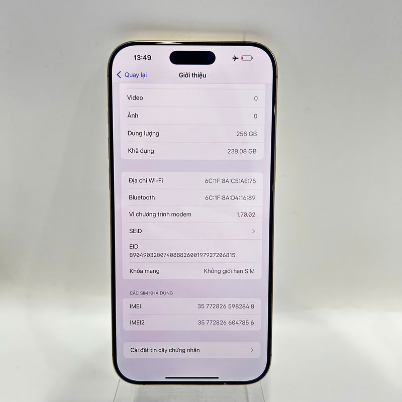 iPhone 16 Pro Max 256GB Vàng Sa Mạc 98% pin 95% Quốc tế Apple (màn xước) - HH2848