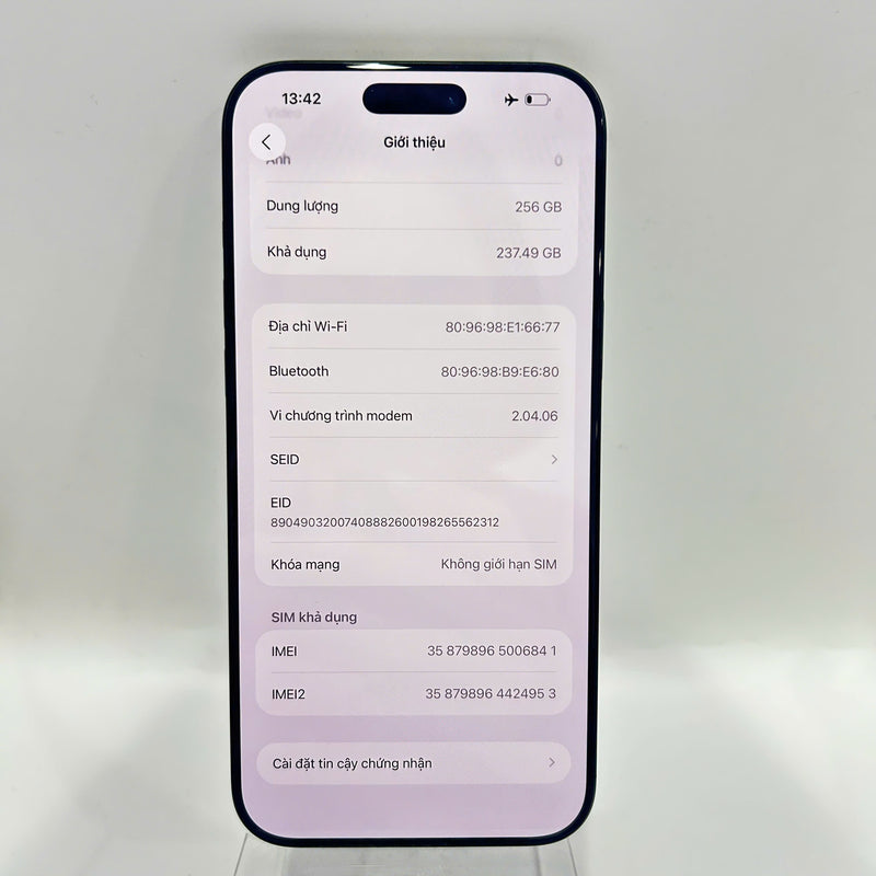 iPhone 16 Pro Max 256GB Đen 98% pin 100% Quốc tế Apple (xước viền) - HH6841