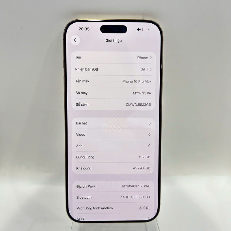 iPhone 16 Pro Max 512GB Vàng Sa Mạc 98% pin 89% Quốc tế Apple (xước viền) - HH7494
