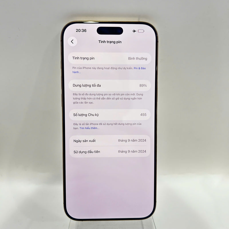 iPhone 16 Pro Max 512GB Vàng Sa Mạc 98% pin 89% Quốc tế Apple (xước viền) - HH7494