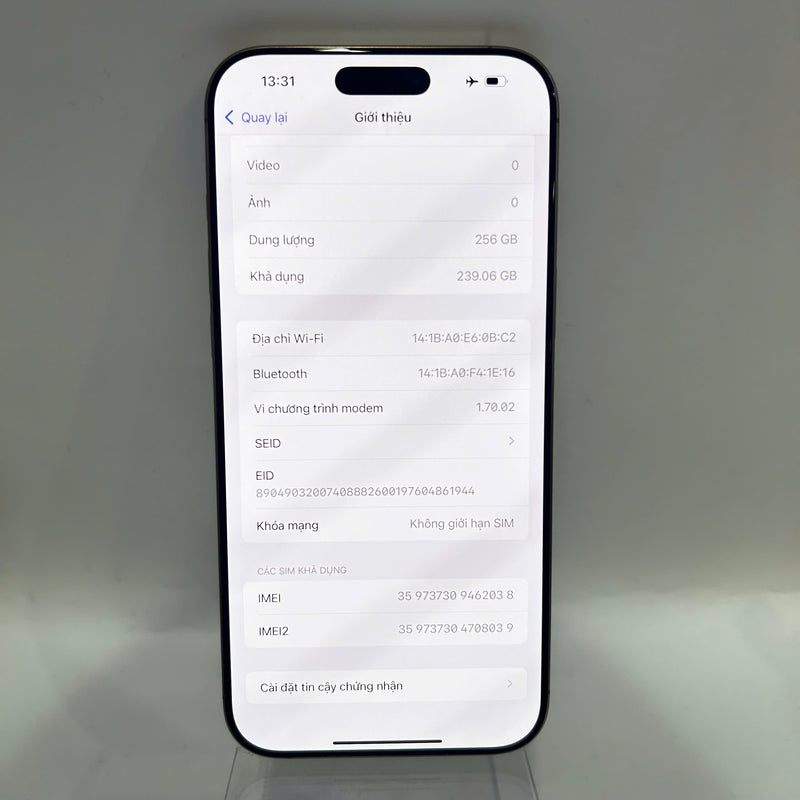 iPhone 16 Pro Max 256GB Vàng Sa Mạc 99% pin 100% Quốc tế Apple - HH2038