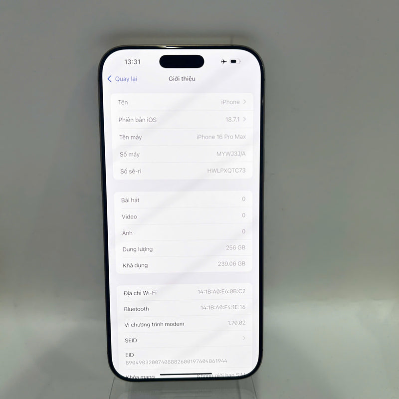 iPhone 16 Pro Max 256GB Vàng Sa Mạc 99% pin 100% Quốc tế Apple - HH2038