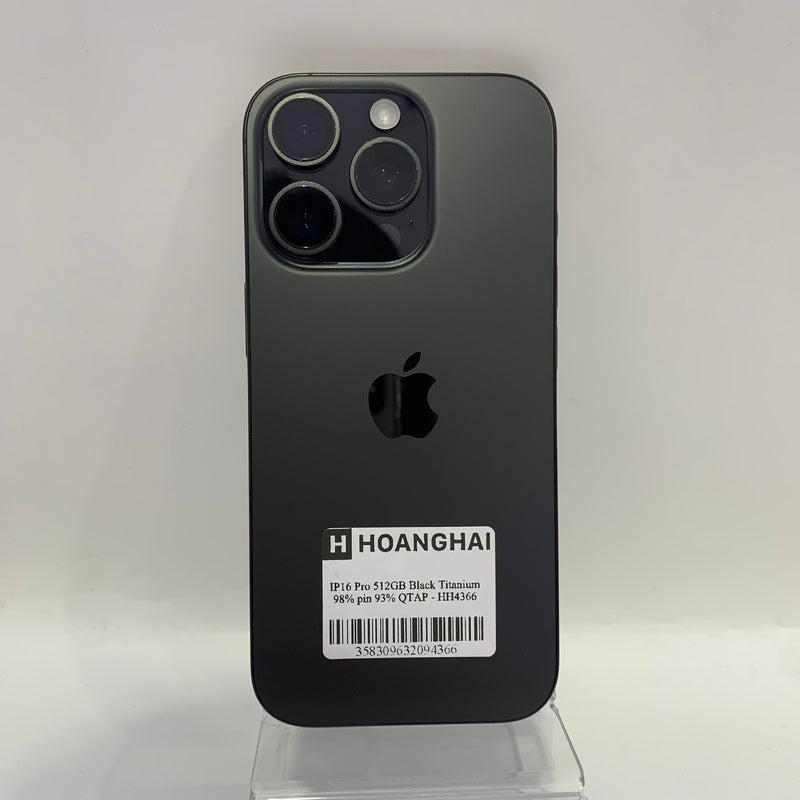 iPhone 16 Pro 512GB အနက်ရောင် 98% ဘက်ထရီ 93% International Apple - HH4366 