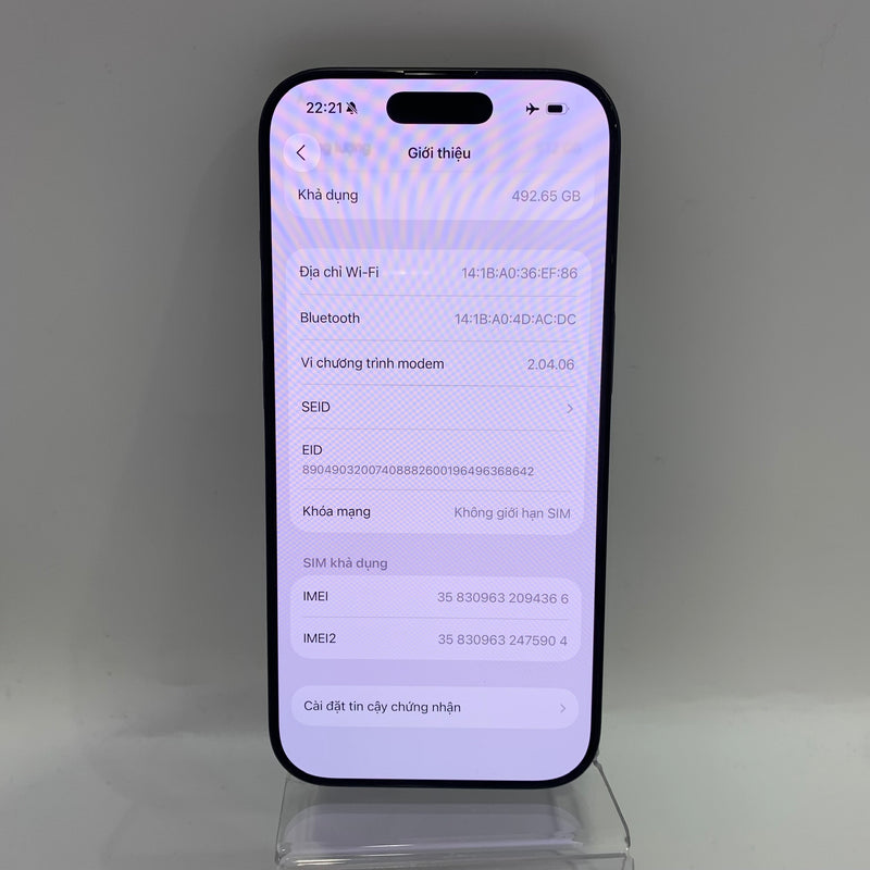 iPhone 16 Pro 512GB အနက်ရောင် 98% ဘက်ထရီ 93% International Apple - HH4366 