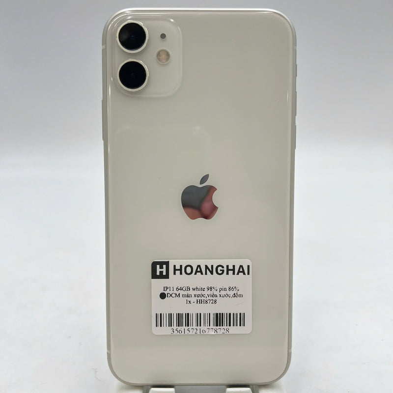 iPhone 11 64GB အဖြူရောင် 98% ဘက်ထရီ 86% စက်ပစ္စည်းသည် ကွန်ရက်အခကြေးငွေအားလုံးကို ပေးဆောင်ထားပြီး Apple International (စခရင် ခြစ်ရာ၊ ခြစ်ရာအစွန်းများ၊ 1x အကွက်) - HH8728 