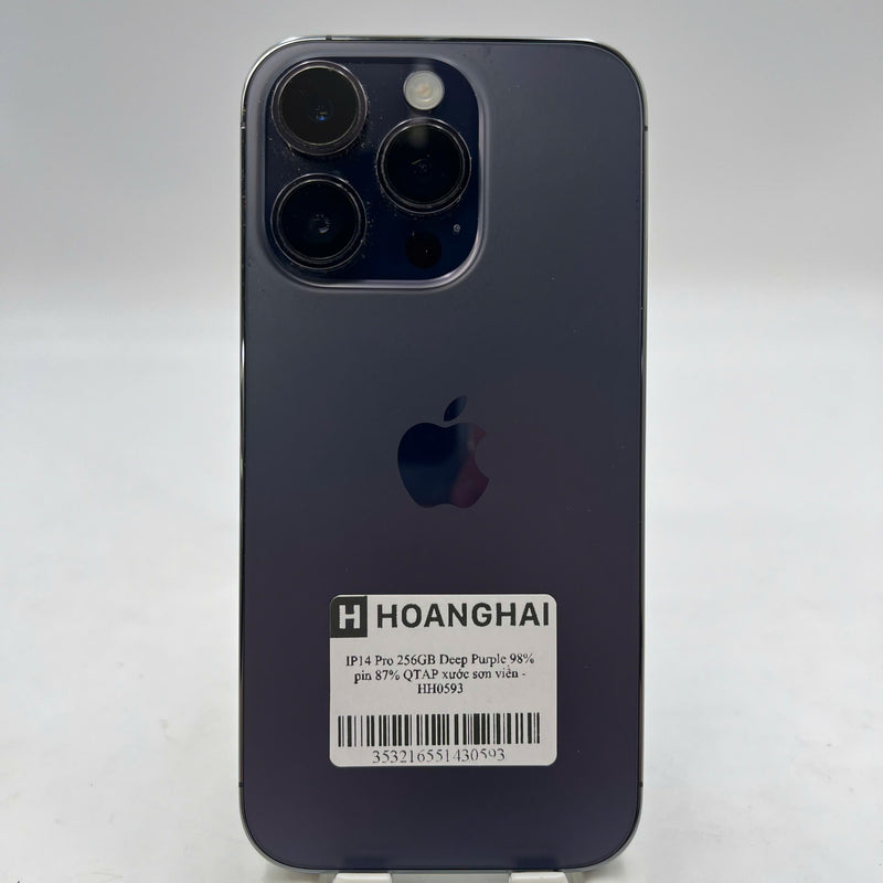 iPhone 14 Pro 256GB ခရမ်းရောင် 98% ဘက္ထရီ 87% Apple International (အစွန်းပေါ်ရှိခြစ်မိသောဆေး) - HH0593 