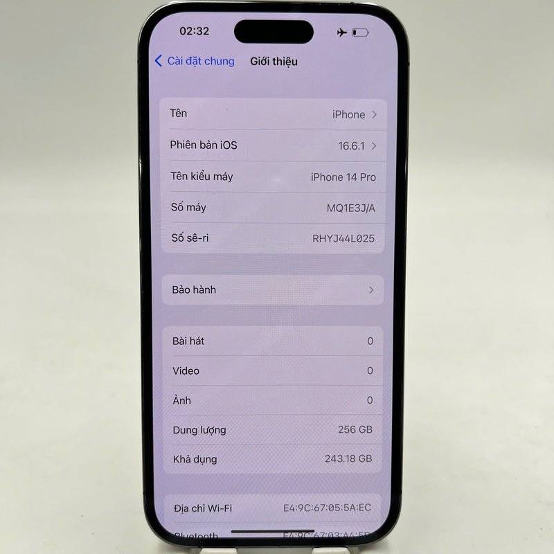 iPhone 14 Pro 256GB ခရမ်းရောင် 98% ဘက္ထရီ 87% Apple International (အစွန်းပေါ်ရှိခြစ်မိသောဆေး) - HH0593 