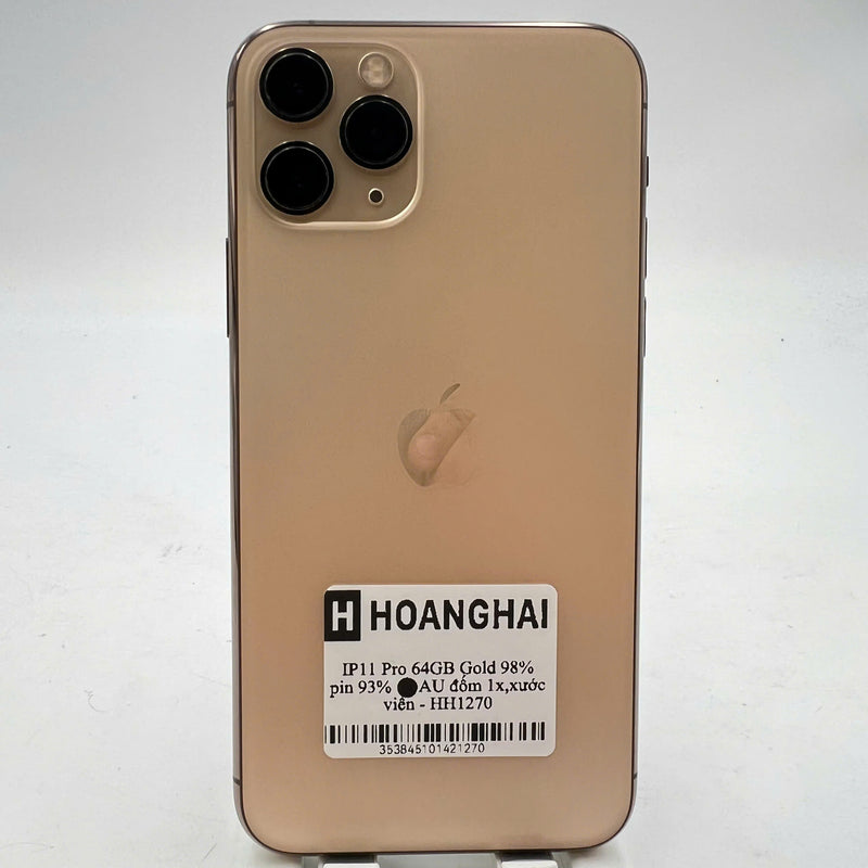 iPhone 11 Pro 64GB ရွှေရောင် 98% ဘက်ထရီ 93% စက်ပစ္စည်းသည် ကွန်ရက်ဘေလ်များအားလုံးကို ပေးချေပြီး Apple International (1x အစက်၊ အစွန်းများပေါ်တွင် ခြစ်ရာများ) - HH1270 