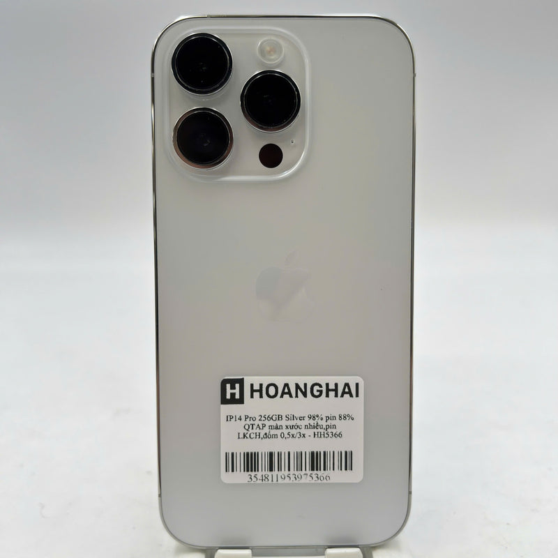 iPhone 14 Pro 256GB အဖြူရောင် 98% ဘက်ထရီ 88% Apple International (စခရင်ပေါ်တွင် ခြစ်ရာများစွာ၊ LKCH ဘက်ထရီ၊ 0.5x/3x အစက်များ) - HH5366 