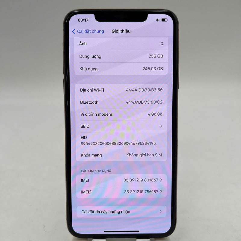 iPhone 11 Pro Max 256GB Gold 98% ဘက်ထရီ 91% စက်ပစ္စည်းသည် ကွန်ရက်အခကြေးငွေအားလုံးကို ပေးဆောင်ပြီး Apple International (အာမခံလဲလှယ်ခြင်း၊ 1x ကင်မရာအကွက်) အဖြစ် အသုံးပြုခြင်း - HH6679 