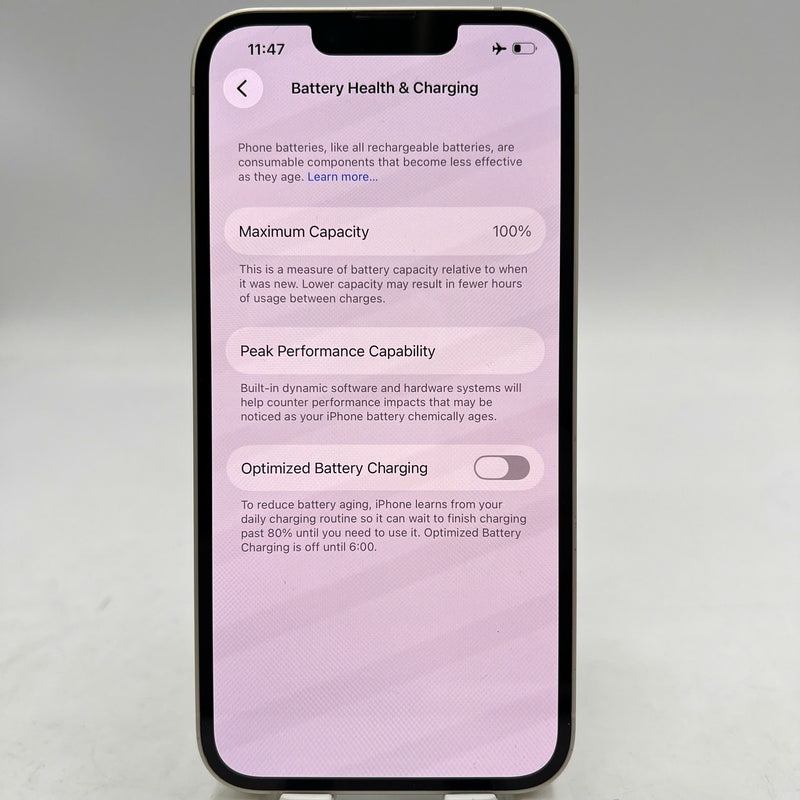 iPhone 14 128GB အဖြူရောင် 98% ဘက္ထရီ 100% Apple International (ဘက်ထရီ အစားထိုး၊ နောက်မှန် အစားထိုး၊ ခြစ်ရာအစွန်းများ) - HH8807 