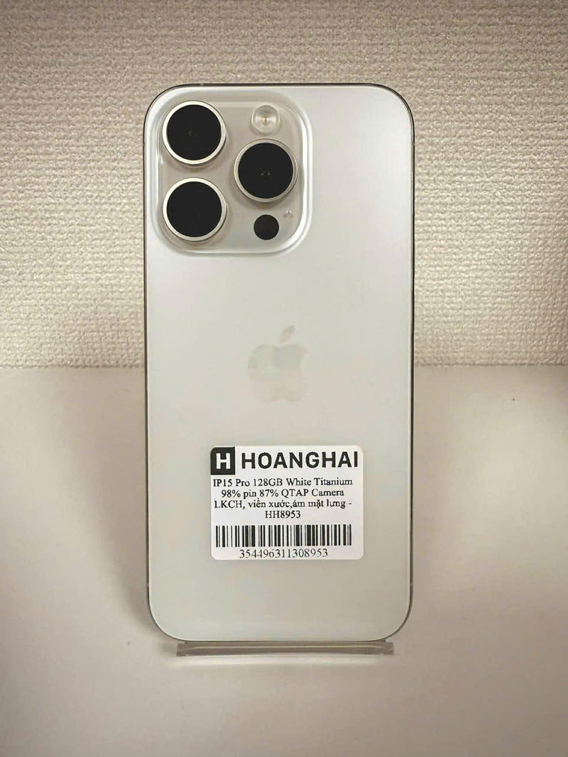 iPhone 15 Pro 128GB အဖြူရောင် 98% ဘက္ထရီ 87% Apple International (LKCH ကင်မရာ၊ ခြစ်ရာများ၊ ကျောညိုရောင်) - HH8953 