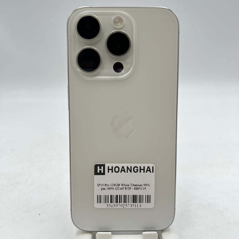 iPhone 15 Pro 128GB အဖြူရောင် 98% ဘက်ထရီ 100% Apple International (ဘက်ထရီ အစားထိုး) - HH5114 