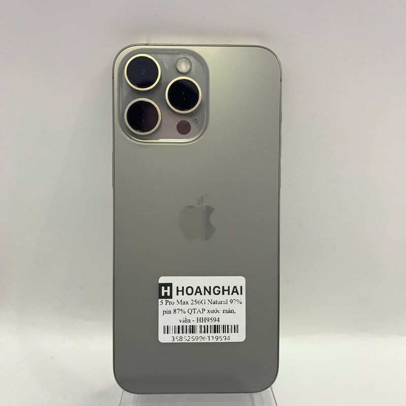 iPhone 15 Pro Max 256GB သဘာဝ 97% ဘက်ထရီ 87% Apple International (စခရင် ခြစ်ရာ၊ အစွန်း) - HH9594 