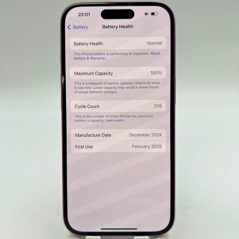 iPhone 16 128GB ပန်းရောင် 99% ဘက်ထရီ 100% နိုင်ငံတကာ AU (AU sim မသုံးပါ) - HH5191 