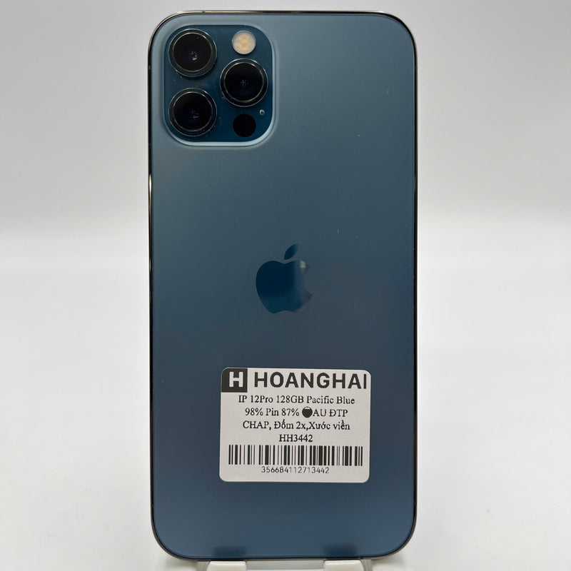 iPhone 12 Pro 128GB အပြာရောင် 98% ဘက်ထရီ 87% စက်ပစ္စည်းသည် ကွန်ရက်အခကြေးငွေအားလုံးကို ပေးဆောင်ထားပြီး Apple International (CHAP ဘက်ထရီကို အစားထိုးခြင်း၊ 2x အစက်အပြောက်များ၊ အစွန်းအထင်းများ) - HH3442 