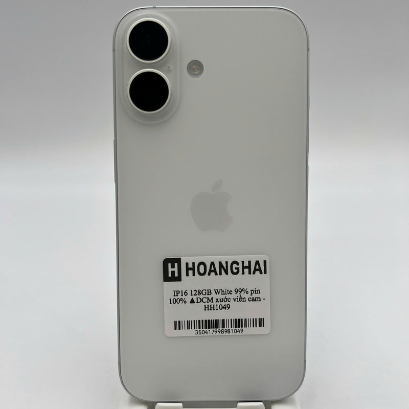 iPhone 16 128GB အဖြူရောင် 99% ဘက်ထရီ 100% နိုင်ငံတကာ DCM (DCM ဆင်းမ်မပါ - လိမ္မော်ရောင် အစွန်းများ) - HH1049 