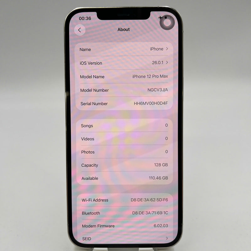 iPhone 12 Pro Max 128GB အဖြူရောင် 98% ဘက်ထရီ 89% အာမခံ စက်ပစ္စည်းသည် ကွန်ရက်အခကြေးငွေအားလုံးကို ပေးဆောင်ထားပြီး Apple International (မျက်နှာပြင် ခြစ်ရာ၊ ခြစ်ရာအစွန်းများ) - HH2264 