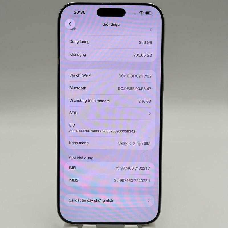 iPhone 16 Pro Max 256GB အဖြူရောင် 98% ဘက်ထရီ 100% Apple International (စခရင်နှင့် အစွန်းများ) - HH2217 