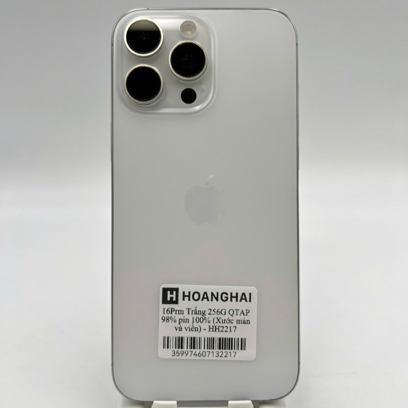 iPhone 16 Pro Max 256GB အဖြူရောင် 98% ဘက်ထရီ 100% Apple International (စခရင်နှင့် အစွန်းများ) - HH2217 